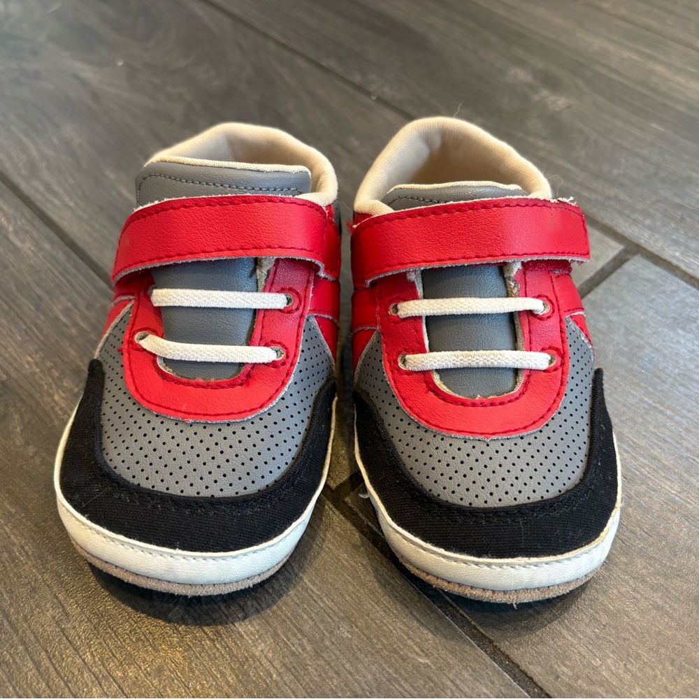 Baby 9-12 Month Red and Gray Velcro Sneakers